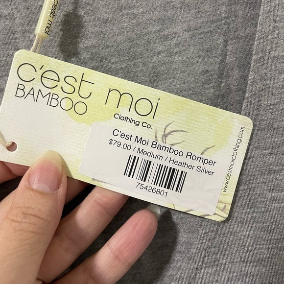 C’EST MOI-bamboo romper , heather grey in a size medium- NWT - Picture 3 of 5